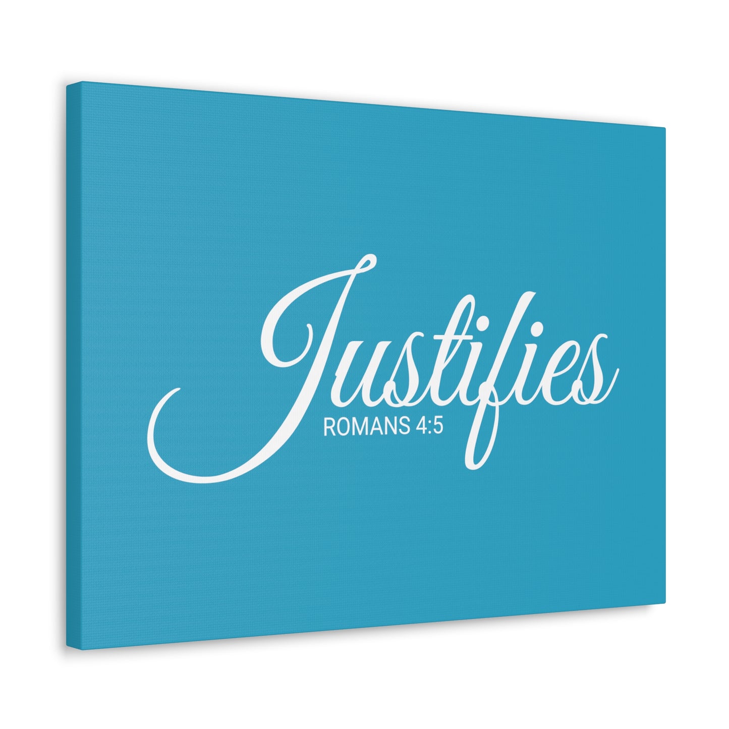 Christian Wall Art "Justifies" Verse Romans 4:5 Ready to Hang Unframed