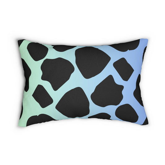 Cow Print Blue-Green Ombre Accent Pillow