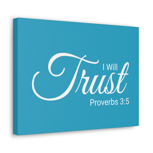 Arte de pared cristiano "Confiaré" Versículo Proverbios 3:5 Listo para colgar sin marco