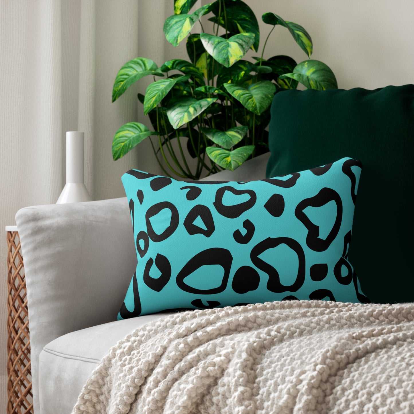 Leopard Print (Dual) Turquoise Accent Pillow