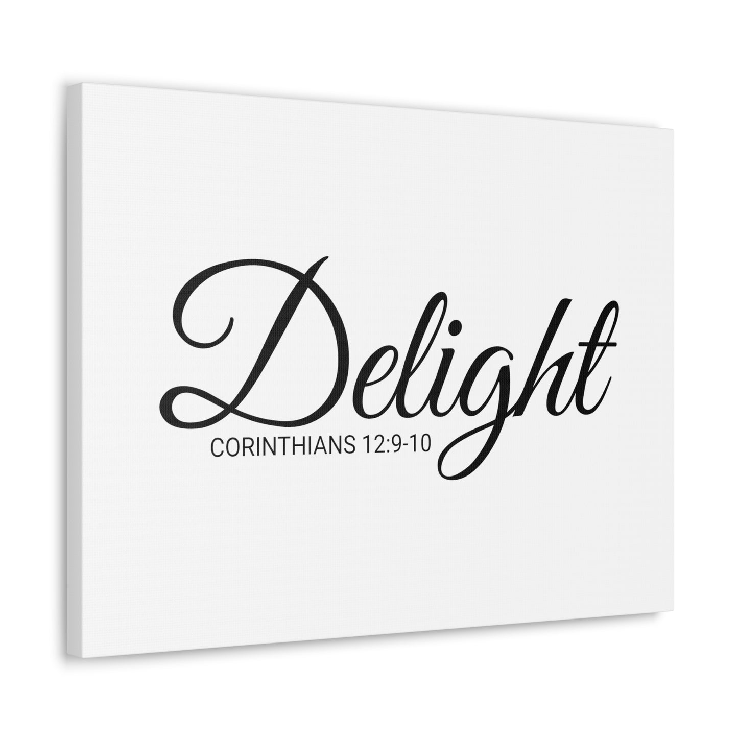 Christian Wall Art "Delight" Verse Corinthians 12:9-10 - Ready to Hang Unframed