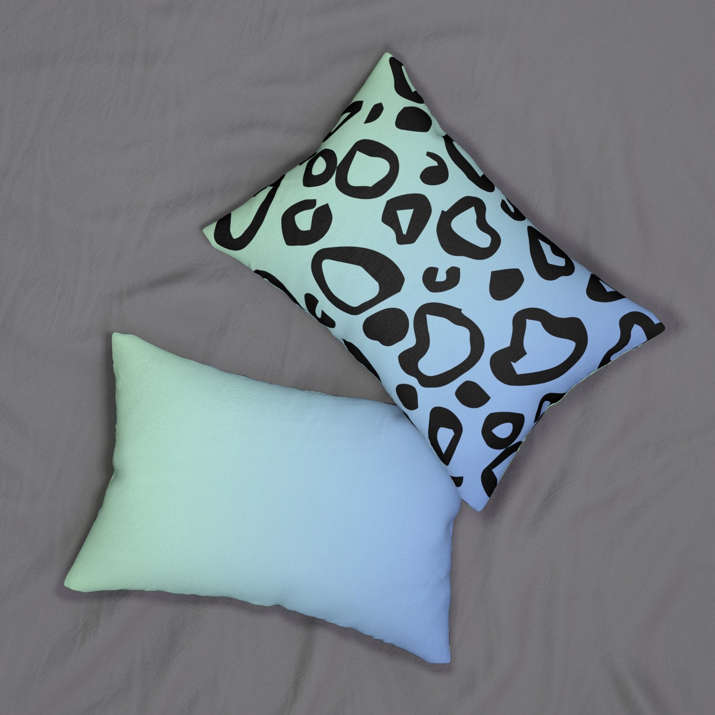 Leopard Print (Dual) Blue-Green Ombre Accent Pillow