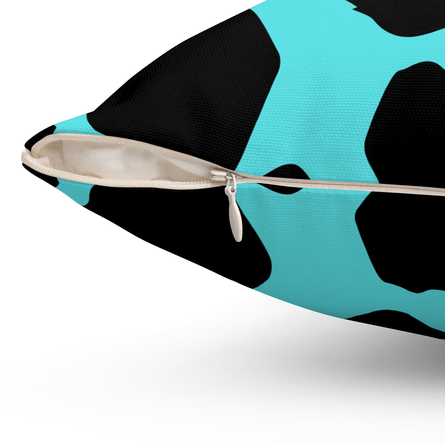 Cow Print Turquoise Throw Pillow