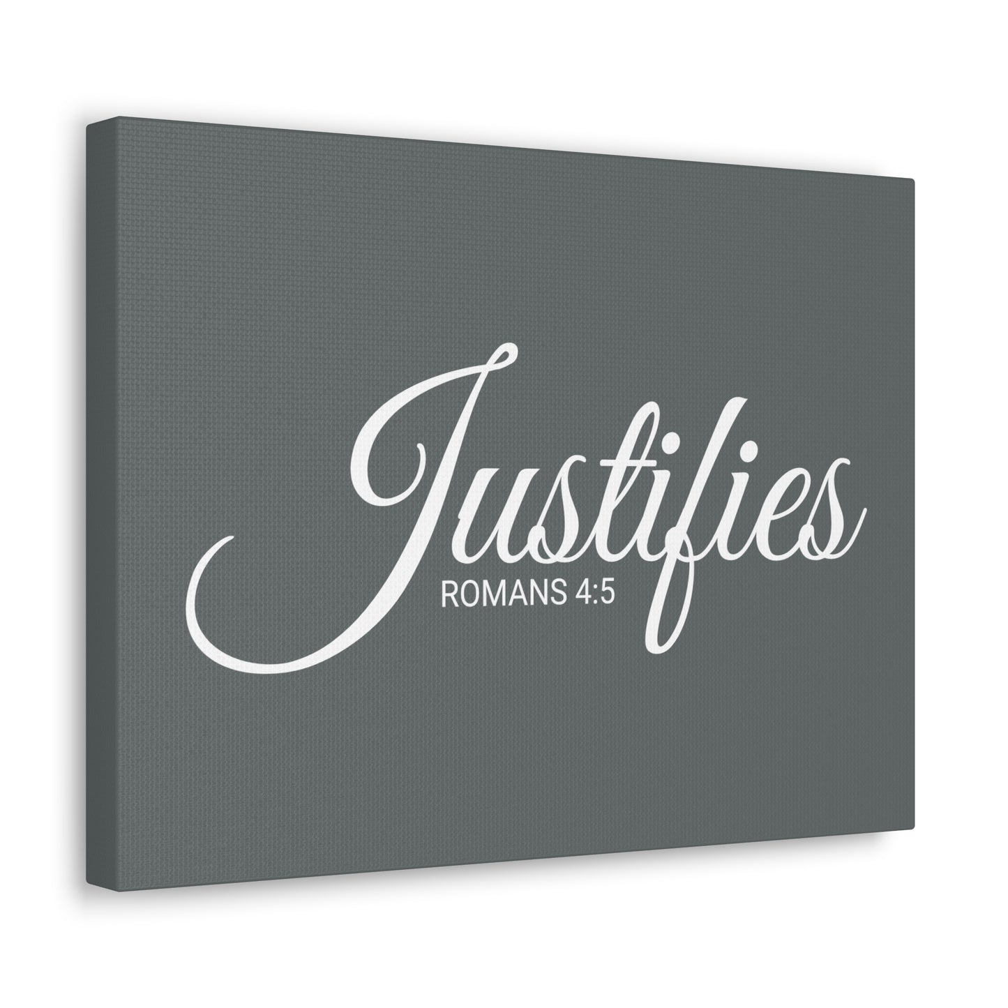 Christian Wall Art "Justifies" Verse Romans 4:5 Ready to Hang Unframed