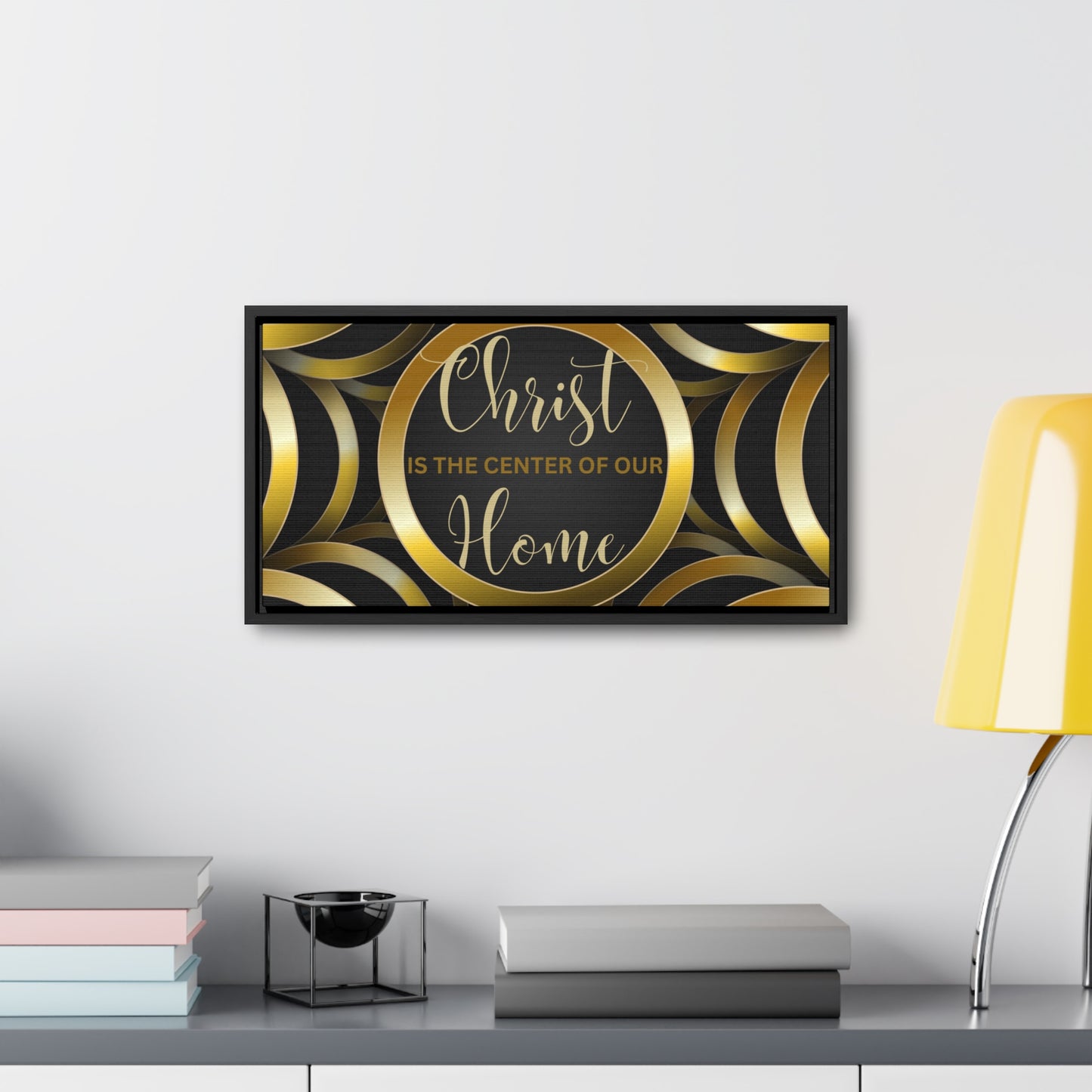 Christian Wall Art: Christ Is the Center of Our Home (Floating Frame)