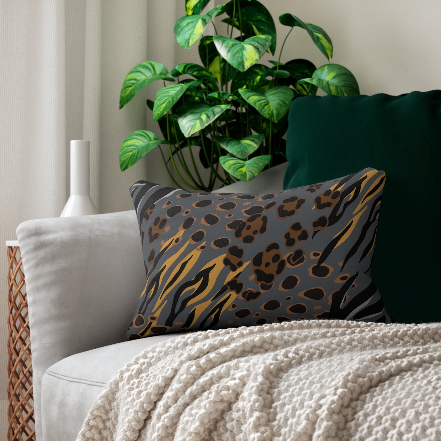 Animal Print Gray Accent Pillow