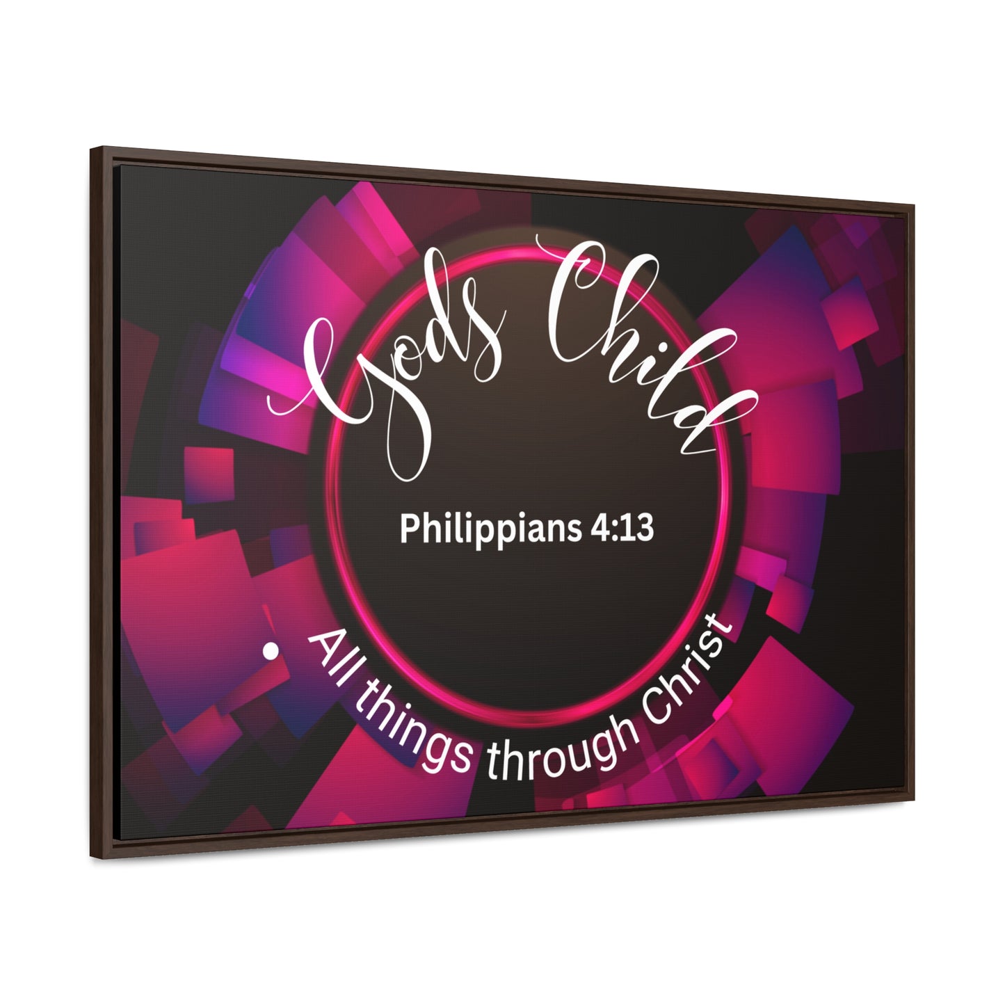 Christian Wall Art: Scripture Philippians 4:13 All thing through Christ/Gods Child (Floating Frame)