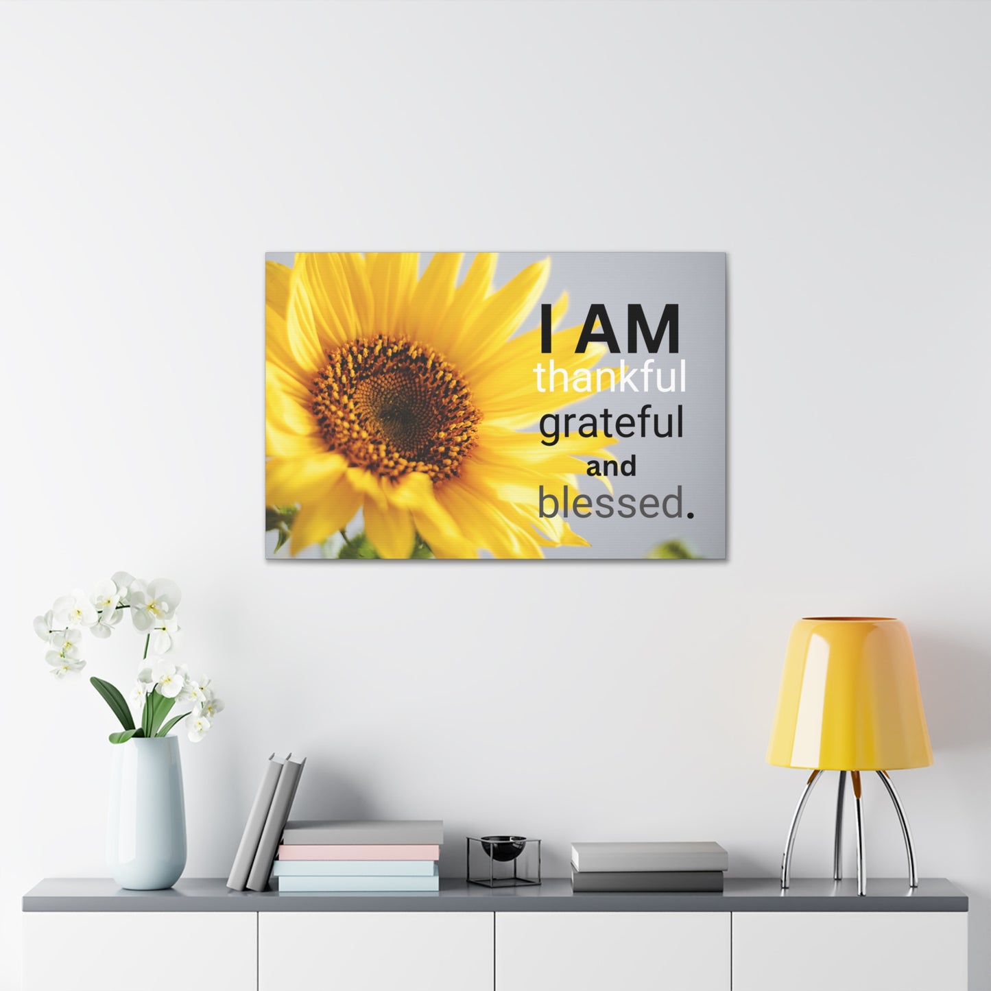 Christian Wall Art: I am Thankful, Grateful and Blessed (Wood Frame Ready to Hang)