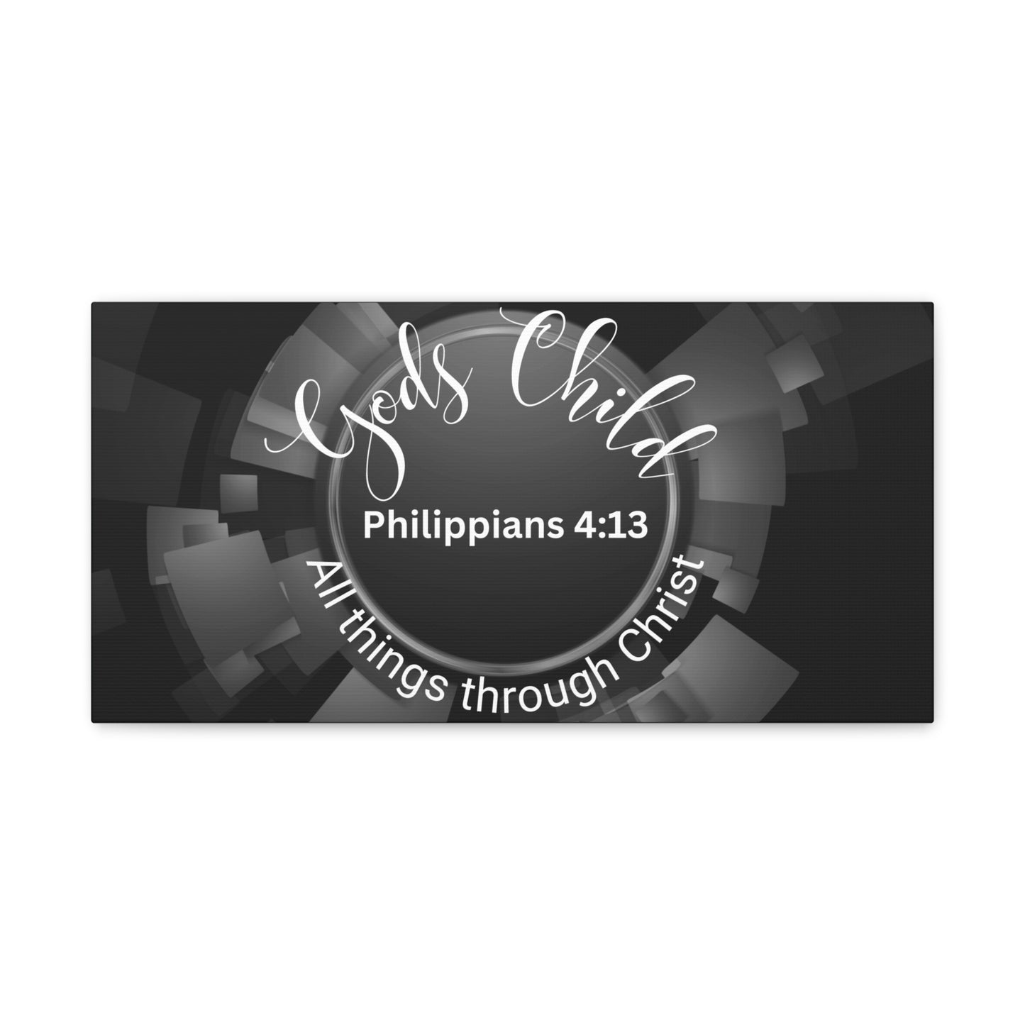 Christian Wall Art: Scripture Philippians 4:13 All thing through Christ/Gods Child (Wood Frame Ready to Hang)