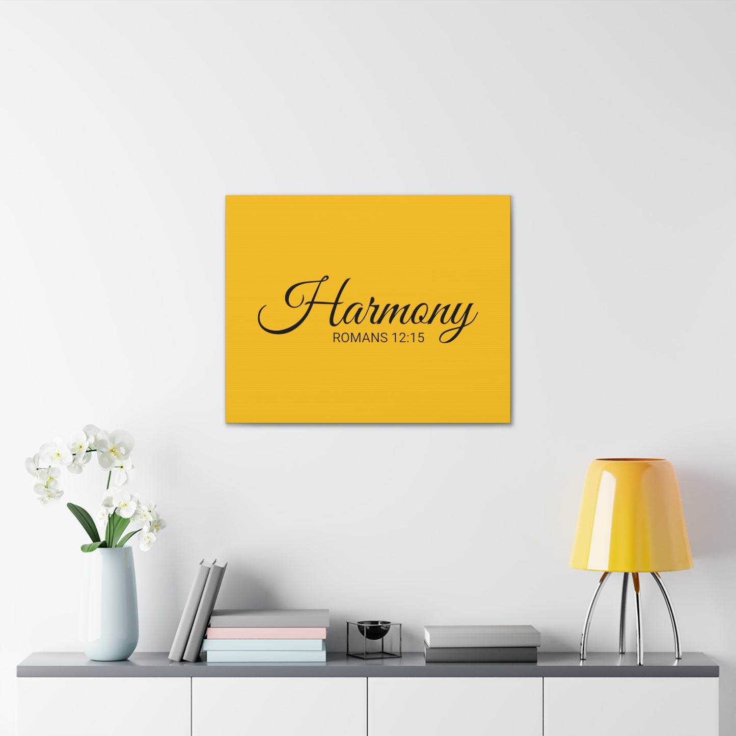 Christian Wall Art "Harmony" Verse Romans 12:15 Ready to Hang Unframed