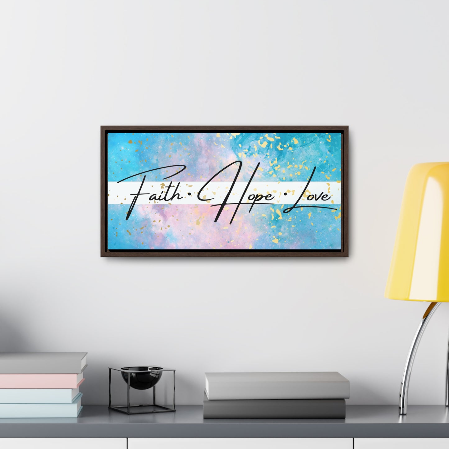 Christian Wall Art: Faith Love Hope (Floating Frame)