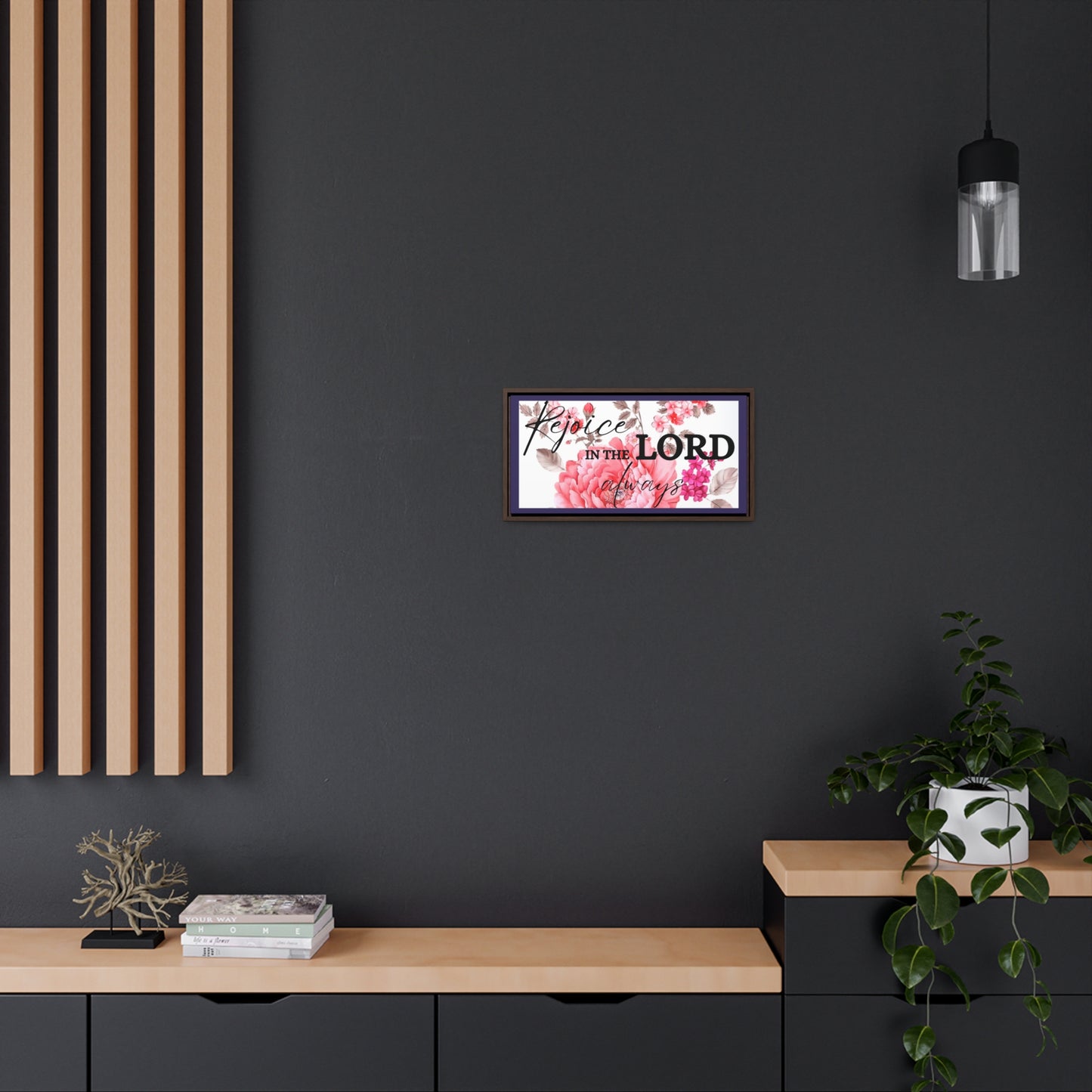 Christian Wall Art: Rejoice in the Lord (Floating Frame)