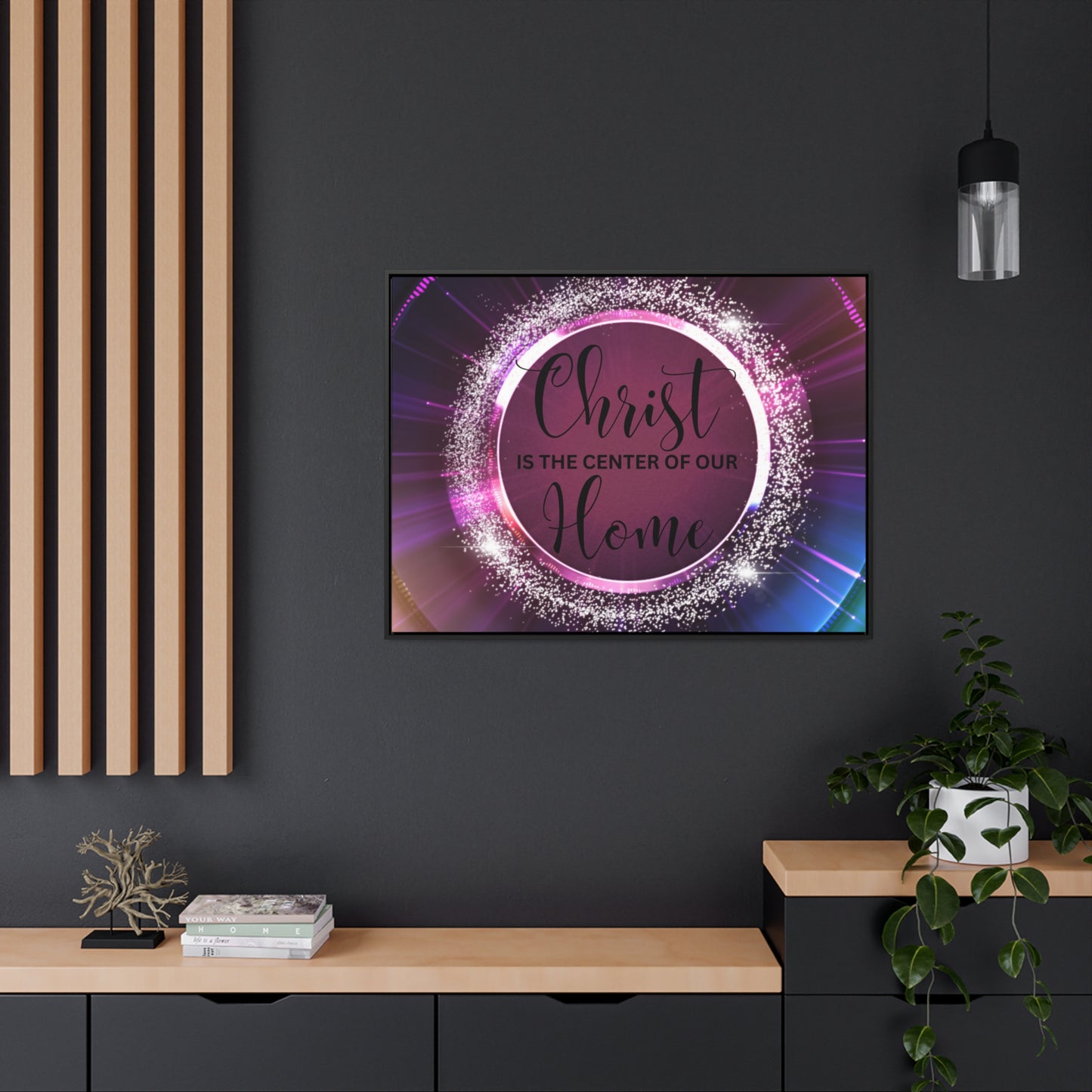 Christian Wall Art: Christ Is the Center of Our Home (Floating Frame)