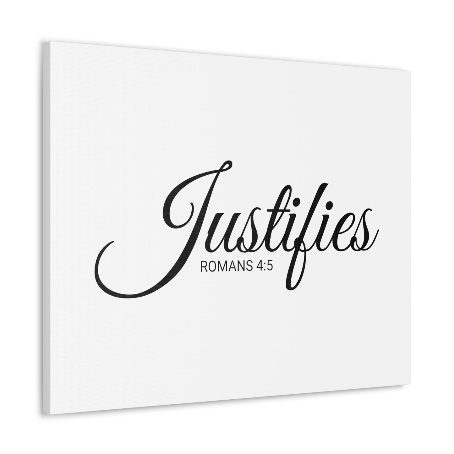 Christian Wall Art "Justifies" Verse Romans 4:5 Ready to Hang Unframed