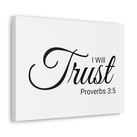 Arte de pared cristiano "Confiaré" Versículo Proverbios 3:5 Listo para colgar sin marco
