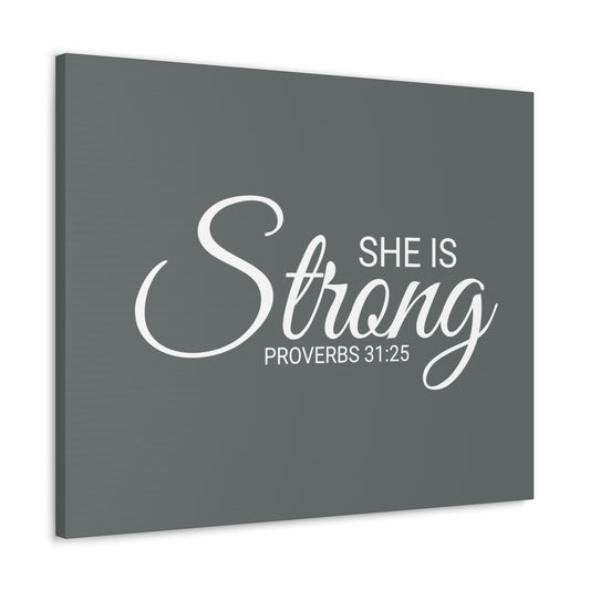 Arte de pared cristiano "Ella es fuerte" Verso Proverbios 31:25 Listo para colgar sin marco