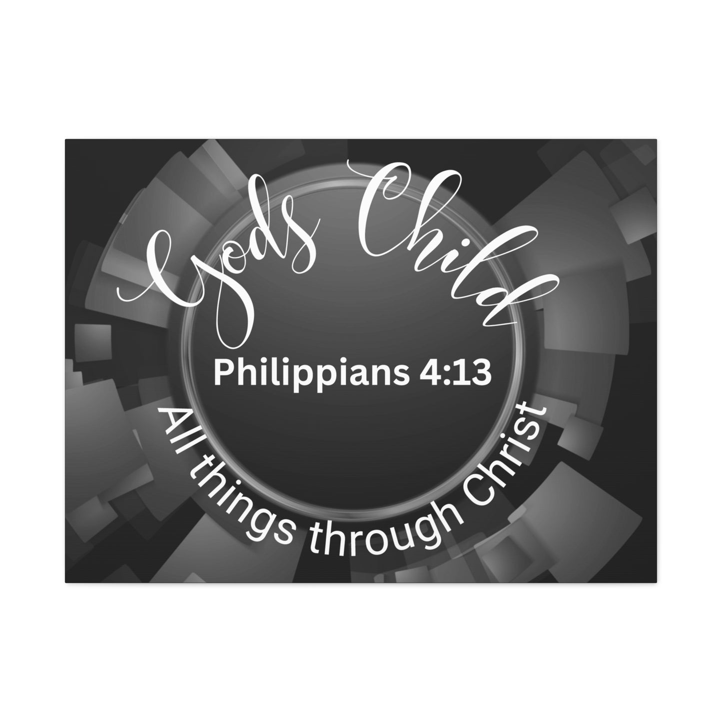 Christian Wall Art: Scripture Philippians 4:13 All thing through Christ/Gods Child (Wood Frame Ready to Hang)