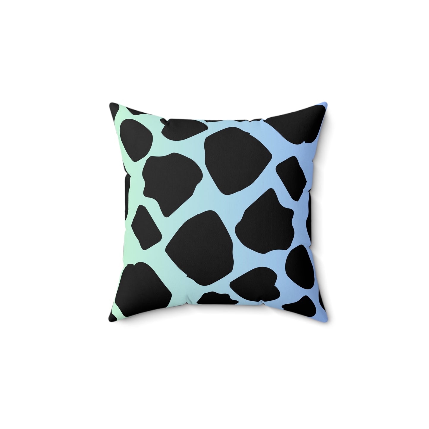 Cow Print Blue-Green Ombre Throw Pillow