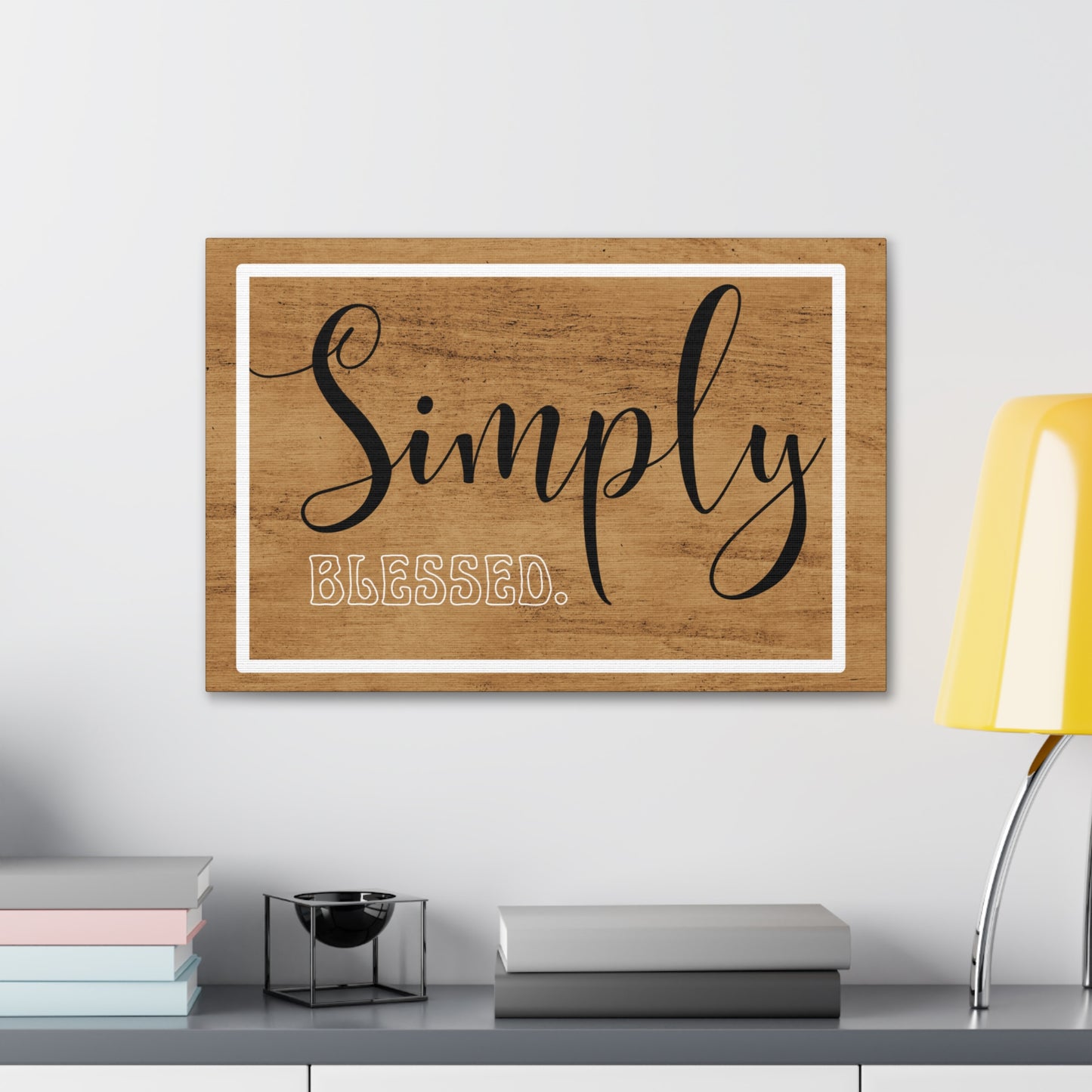 Christian Wall Art: Simply Blessed (Wood Frame Ready to Hang)