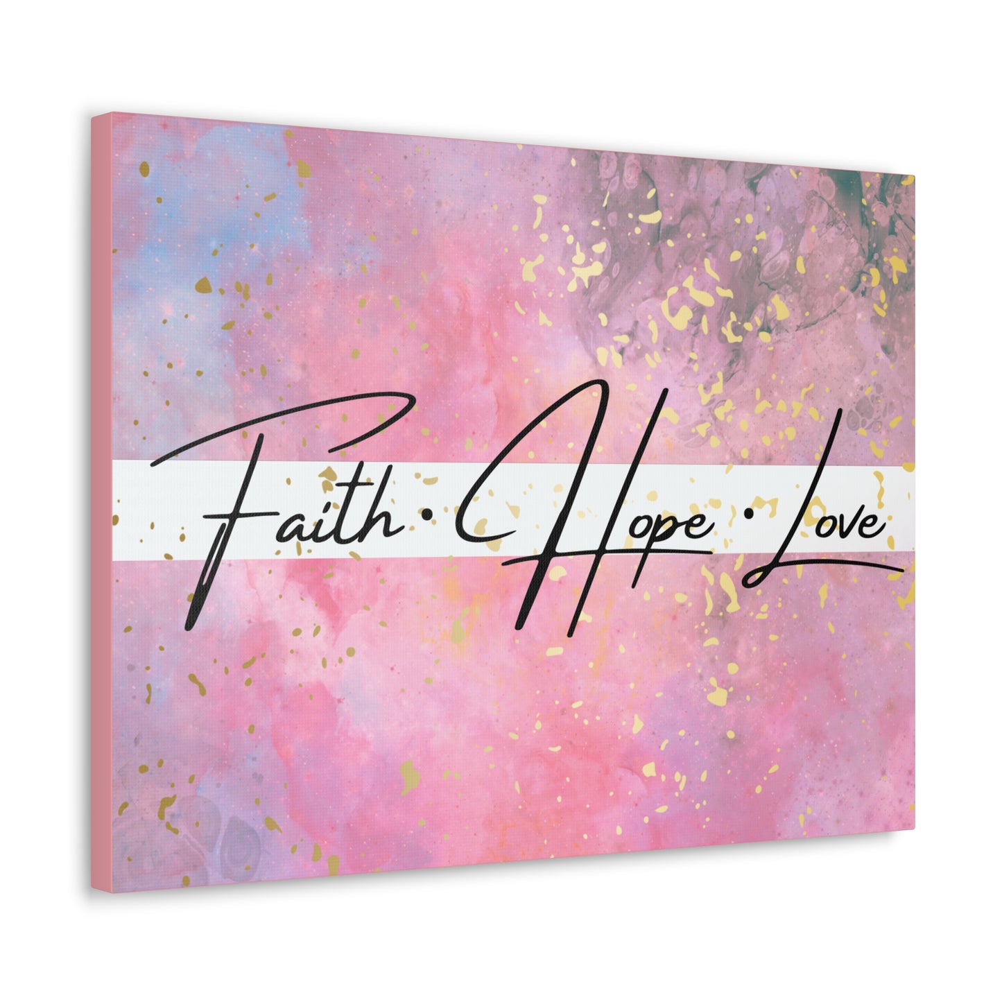 Christian Wall Art: Faith Love Hope (Wood Frame Ready to Hang)