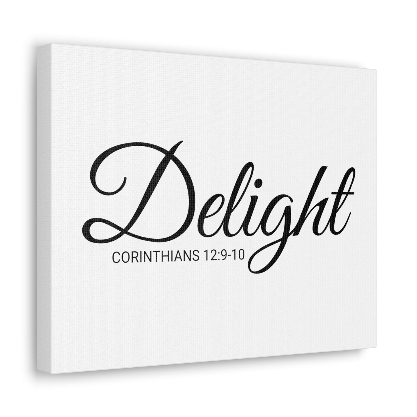 Christian Wall Art "Delight" Verse Corinthians 12:9-10 - Ready to Hang Unframed