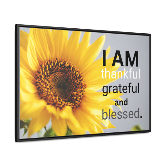 Arte cristiano de la pared: Estoy agradecido, agradecido y bendecido (marco flotante)
