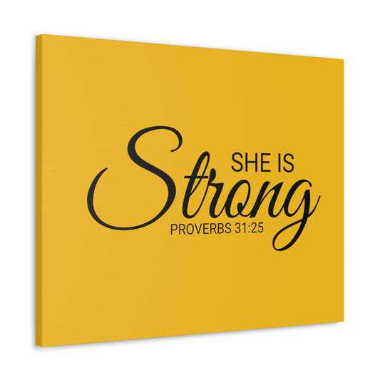 Arte de pared cristiano "Ella es fuerte" Verso Proverbios 31:25 Listo para colgar sin marco