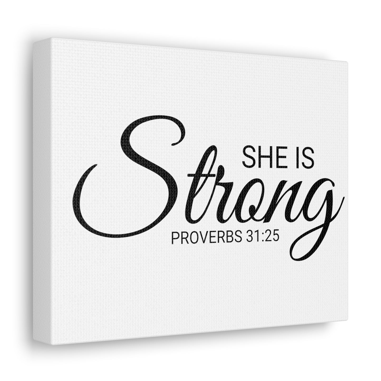 Christian Wall Art "She is Strong" Verse Proverbs 31:25 Ready to Hang Unframed