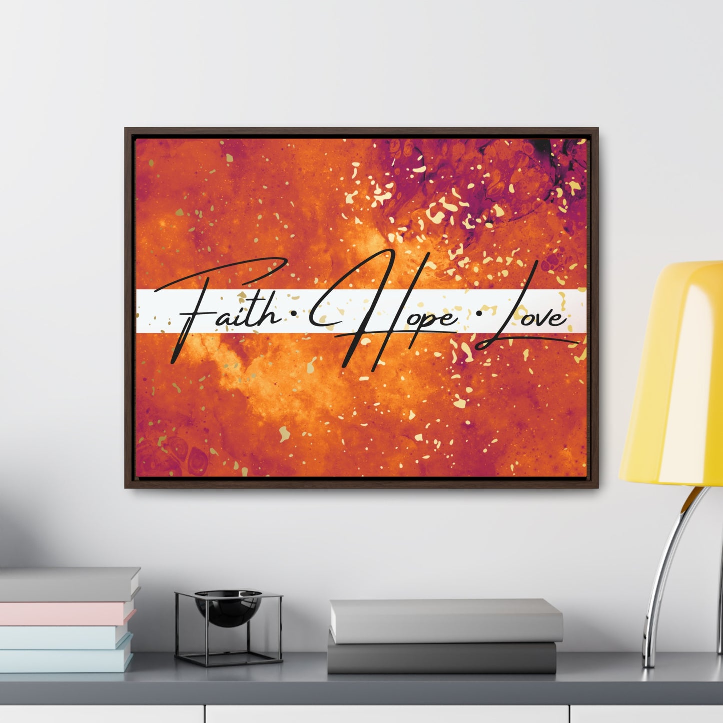 Christian Wall Art: Faith Love Hope (Floating Frame)