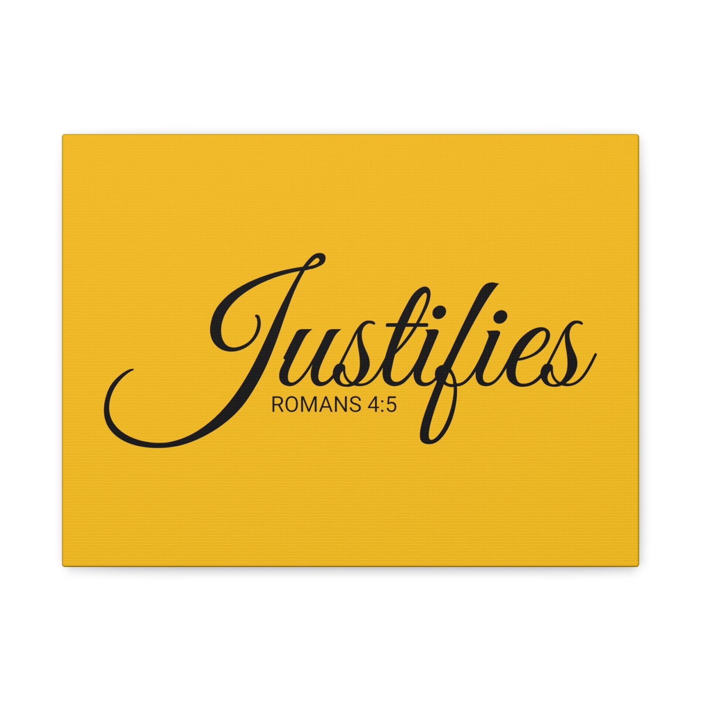 Christian Wall Art "Justifies" Verse Romans 4:5 Ready to Hang Unframed