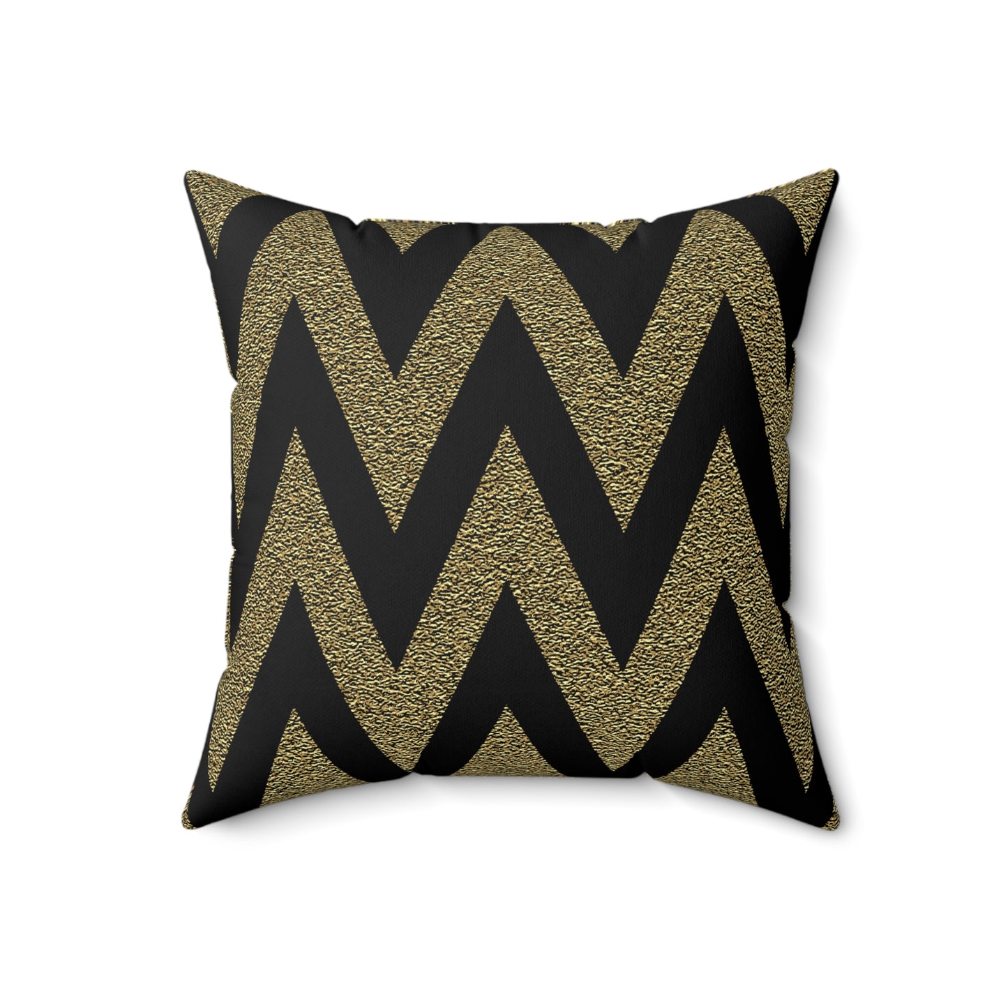 Black and Gold Zig Zag Throw Pillow
