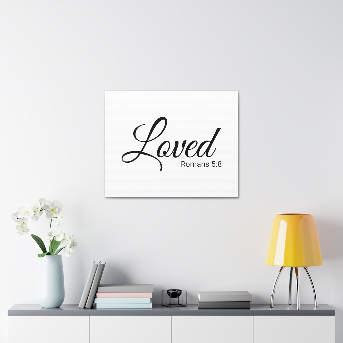 Christian Wall Art "Loved" Verse Romans 5:8 Ready to Hang Unframed