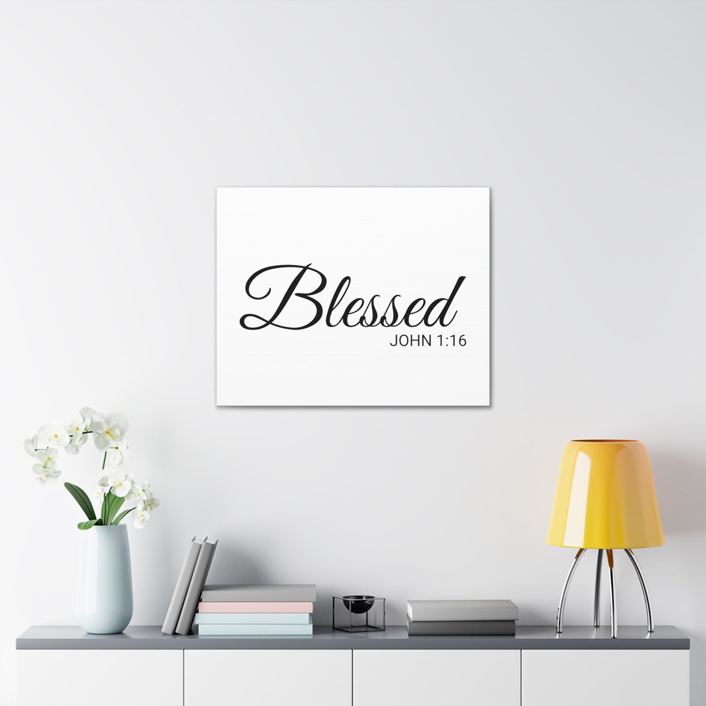 Christian Wall Art "Blessed" Verse John 1:16 - Ready to Hang Unframed