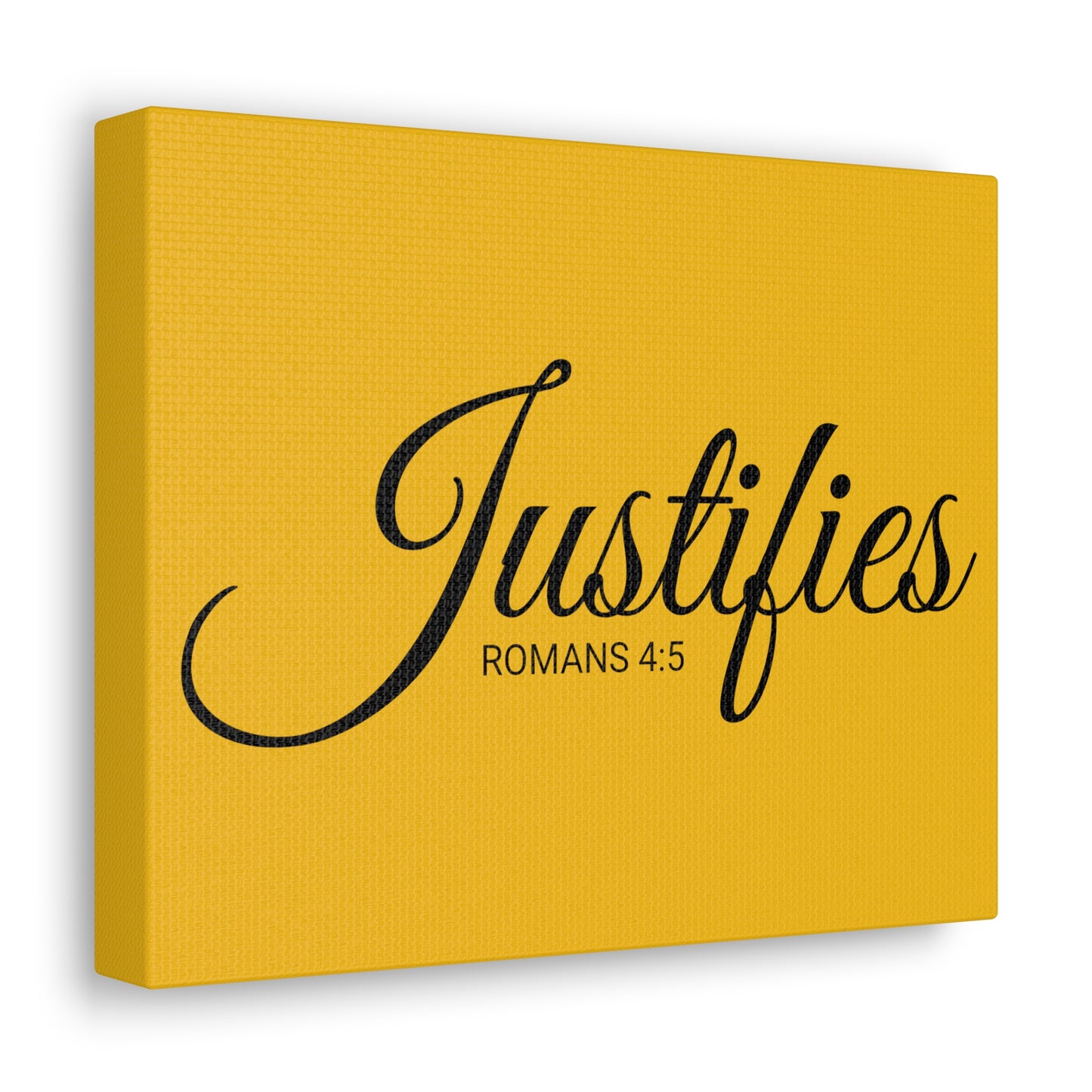 Christian Wall Art "Justifies" Verse Romans 4:5 Ready to Hang Unframed