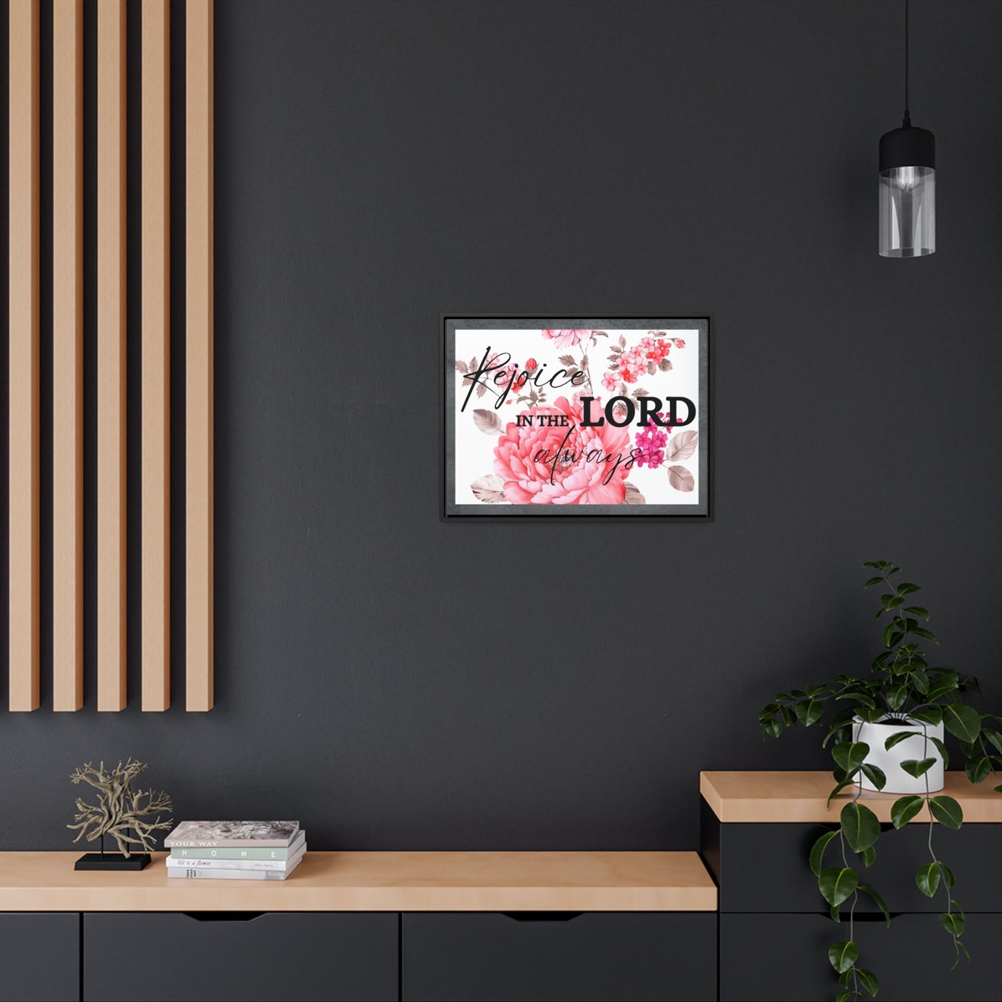 Christian Wall Art: Rejoice in the Lord (Floating Frame)