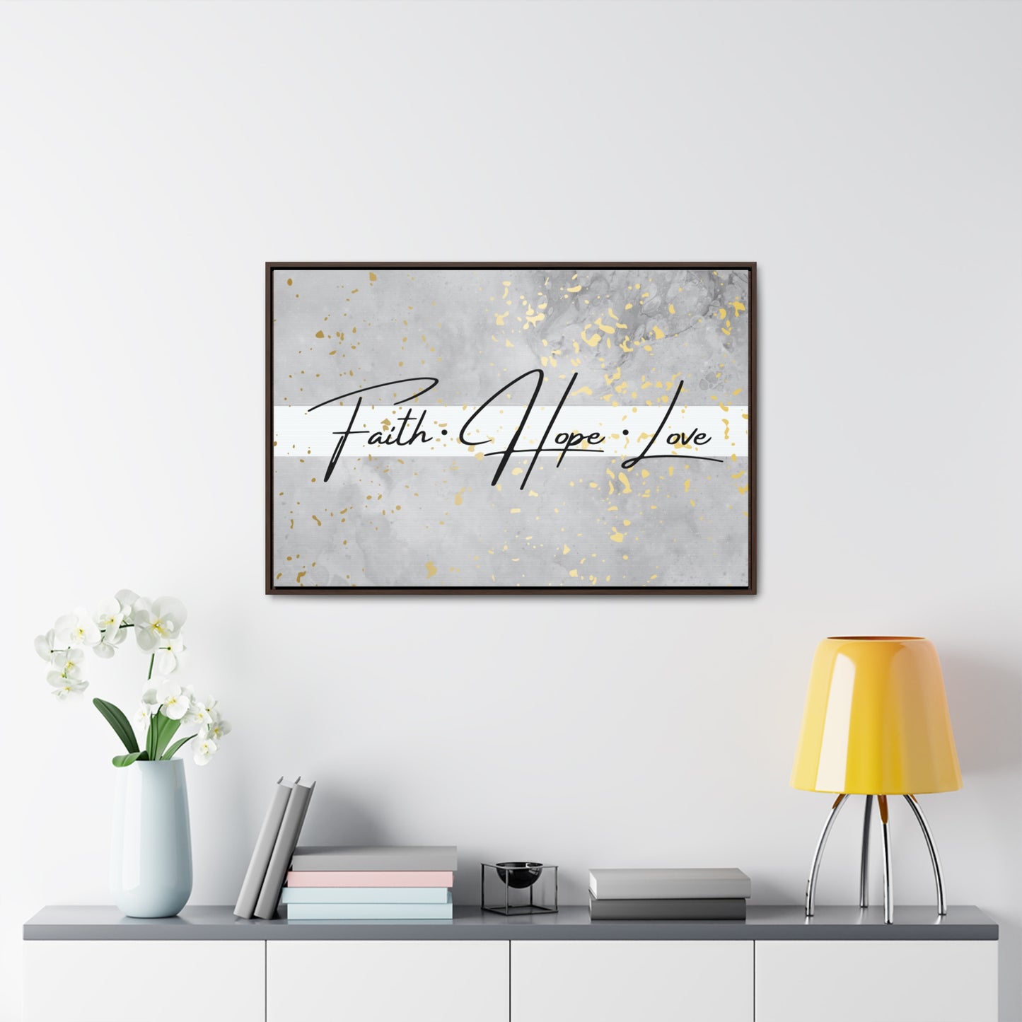 Christian Wall Art: Faith Love Hope (Floating Frame)