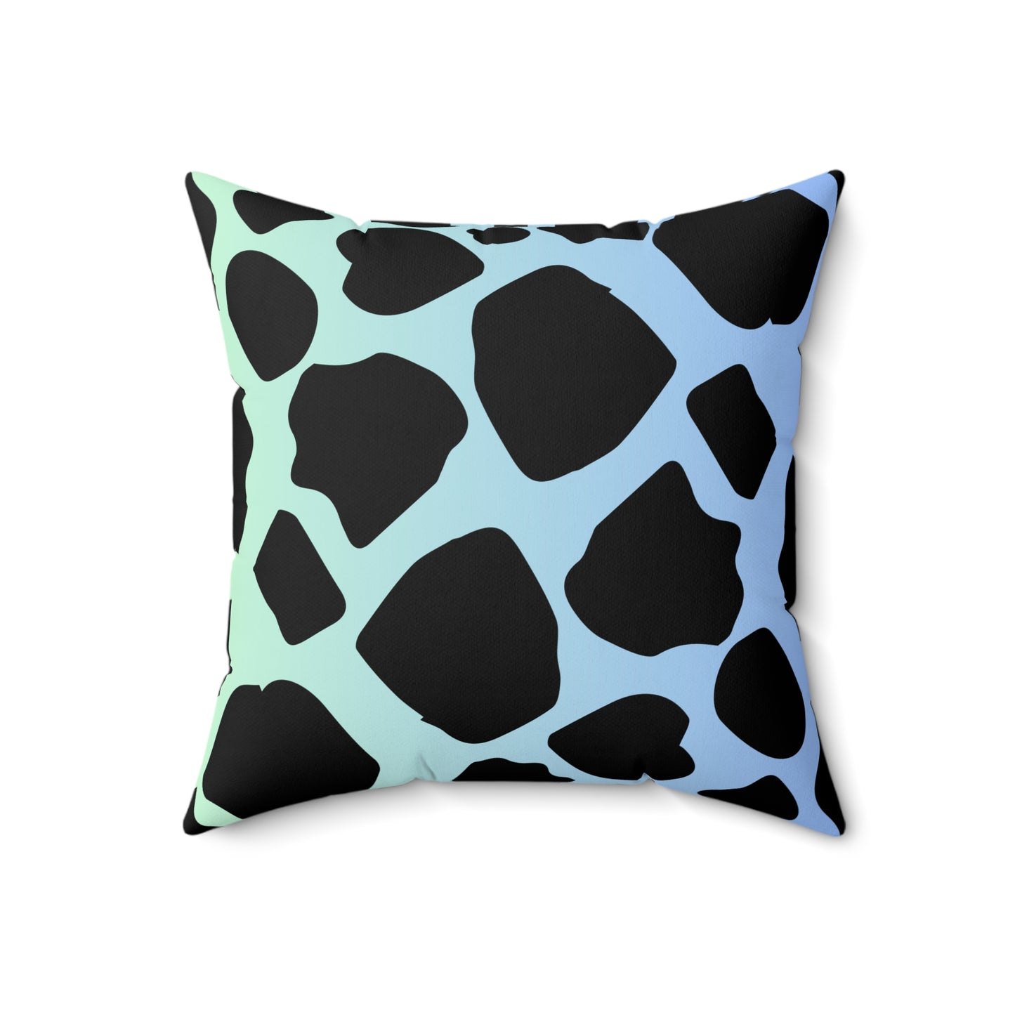 Cow Print Blue-Green Ombre Throw Pillow