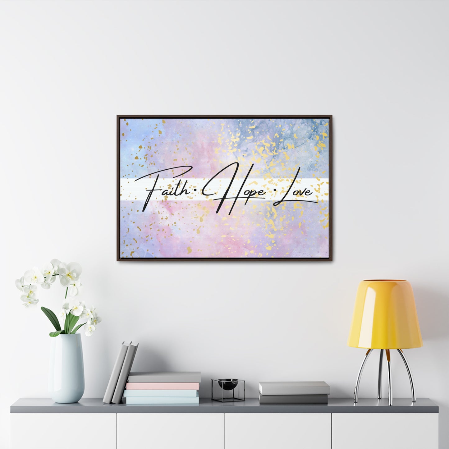 Christian Wall Art: Faith Love Hope (Floating Frame)