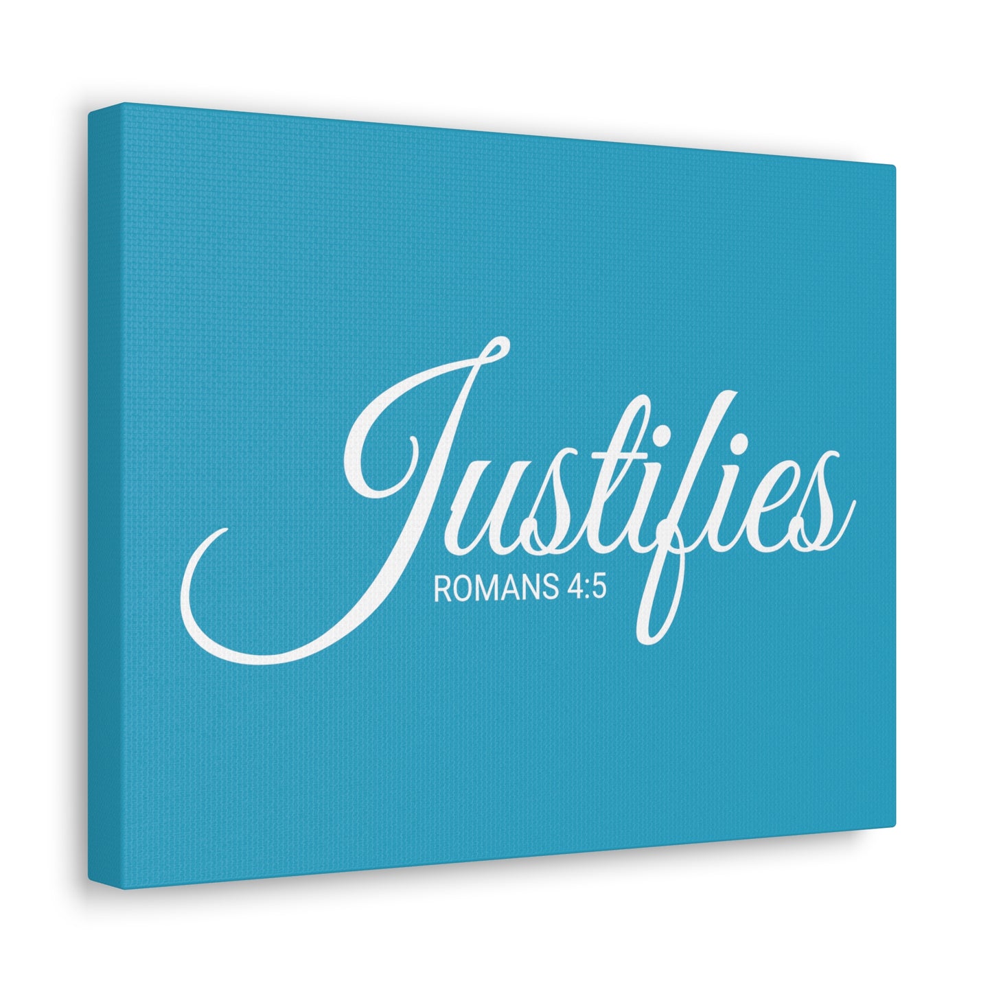 Christian Wall Art "Justifies" Verse Romans 4:5 Ready to Hang Unframed