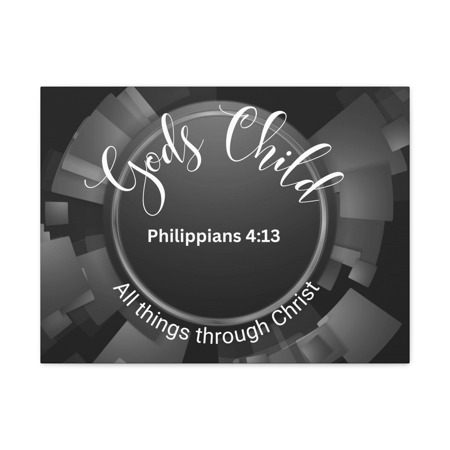 Christian Wall Art: Scripture Philippians 4:13 All thing through Christ/Gods Child (Wood Frame Ready to Hang)